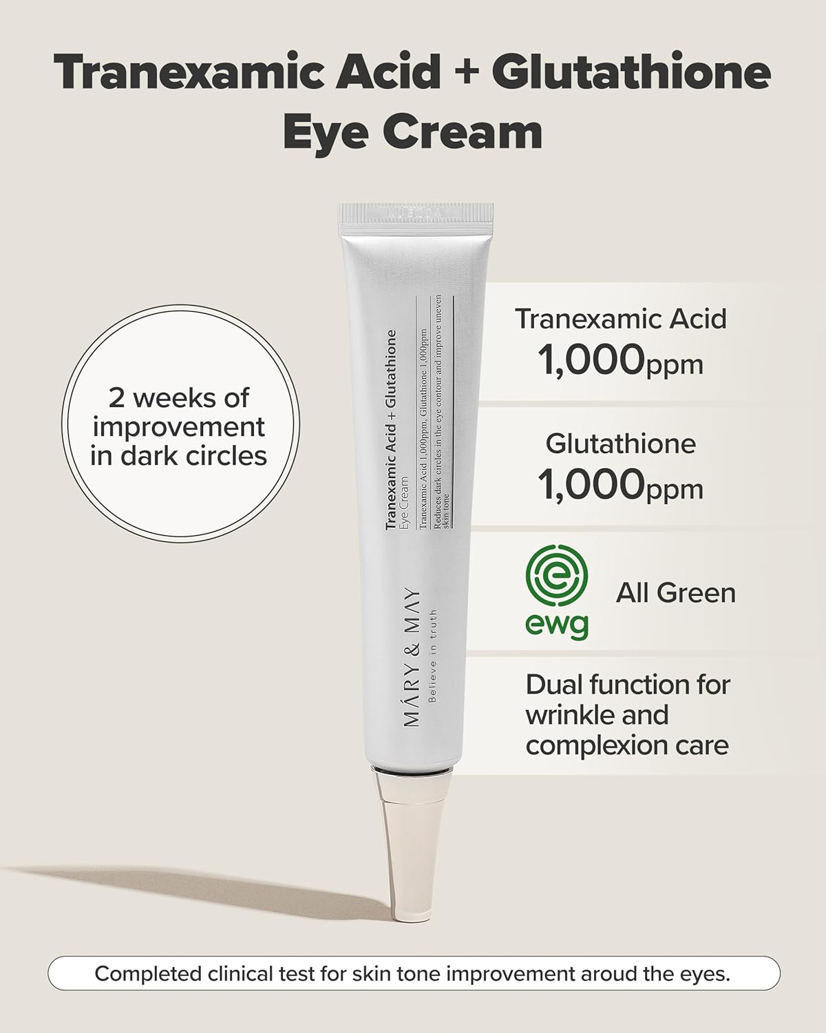 MARY & MAY Tranexamic Acid + Glutathion Eye Cream - 30ml