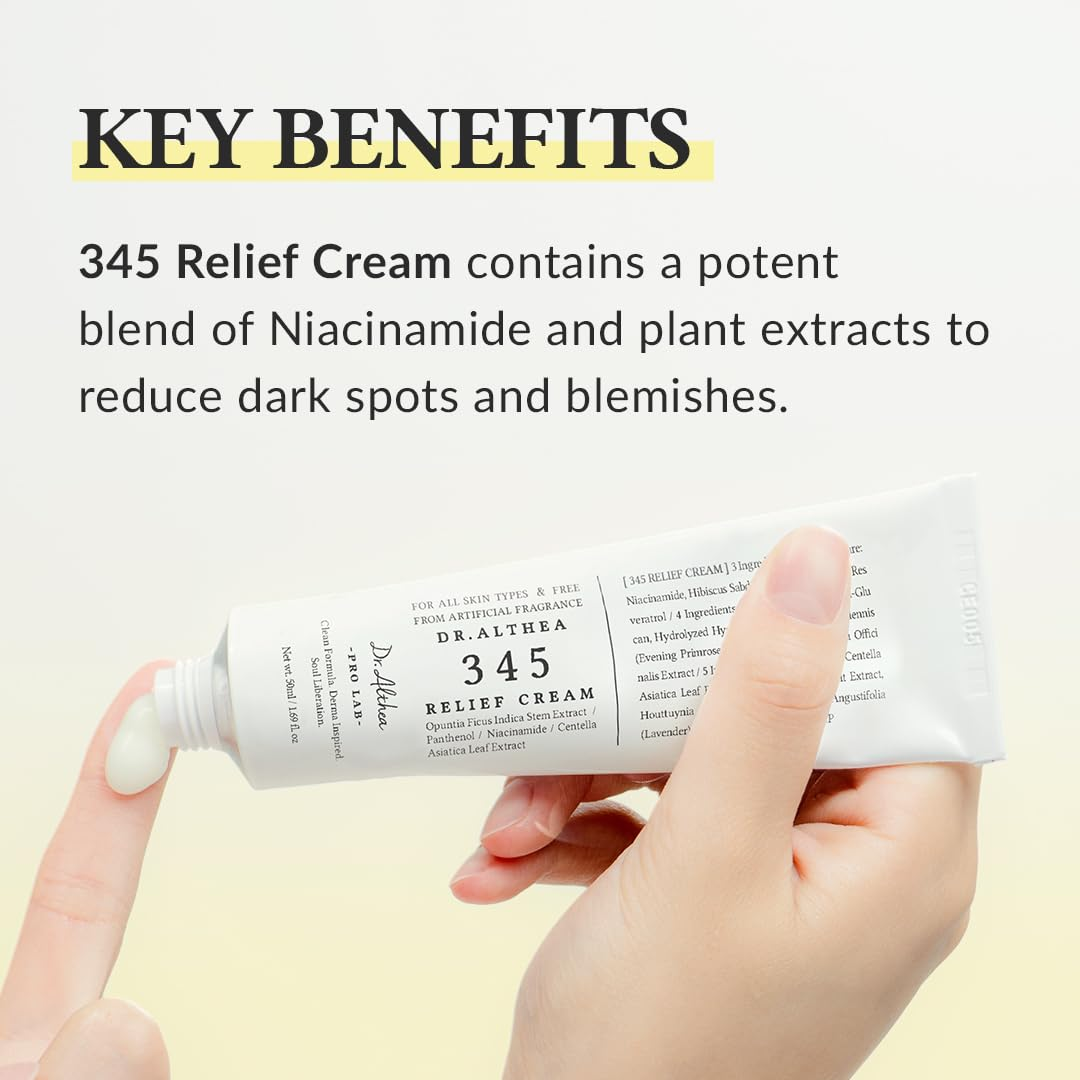 345 Relief Cream | Daily Face Moisturizer | Blemish Relief Care | Soothing Recov